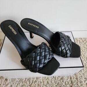 Express Black Woven Heels